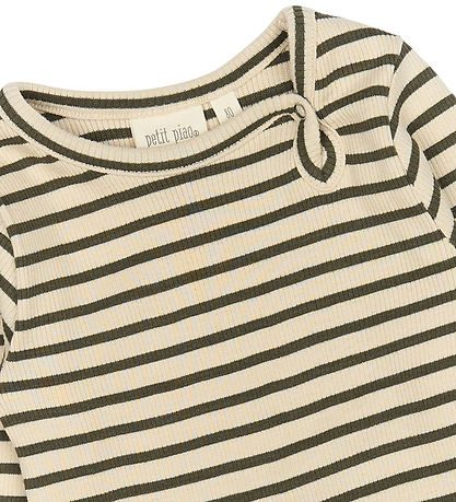 Body L/S Modal Striped green leaf