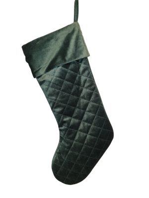 Julestrømpe velour Grøn