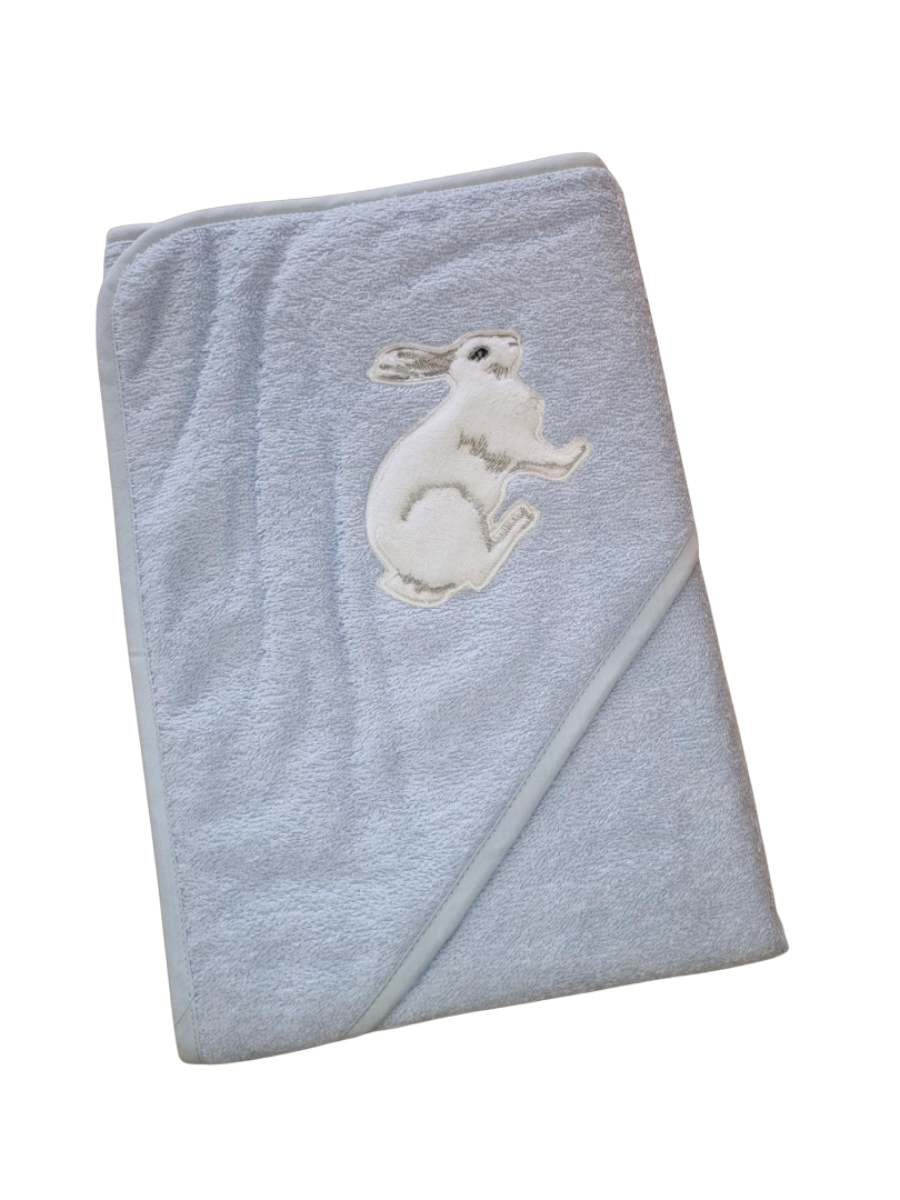 Hettehåndkle baby - Kanin blå