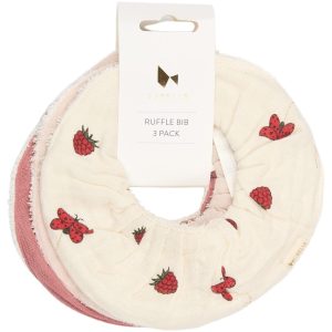 Fabbelab ruffle bib 3pk. Ash rose