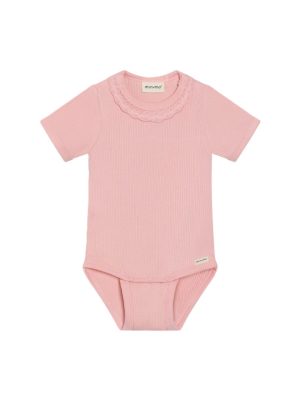 Minymo - Body SS Rib og blonde