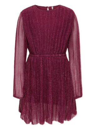 KMGGLAM LS DRESS JRS- Rumba Red Silver Lurex