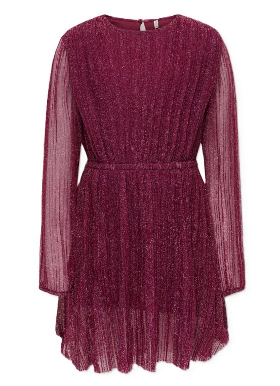 KMGGLAM LS DRESS JRS- Rumba Red Silver Lurex